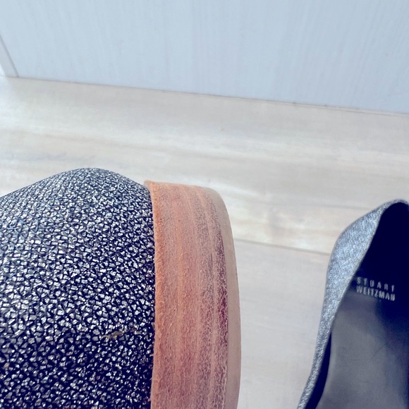 STUART WEITZMAN - fabric grey silver pointy flat ballet shoes  size 9.5 - Picture 9 of 15